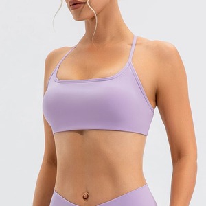 เสื้อชั้นในออกกำลังกายแบบไขว้หลังสำหรับผู้หญิง สีพื้น เซ็กซี่ เหมาะสำหรับเล่นโยคะ ฟิตเนส และออกกำลังกายทั่วไป - Product Image 4