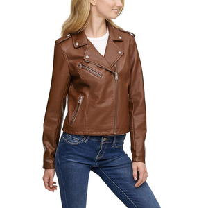 Women's Leather Jacket Streetwear Look Trending Woman Varsity Jacket Women's Faux <b>Motocross</b> Racer Jacket - Product Image 2