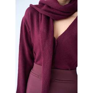 <b>Burgundy</b> Cardigan with Integrated <b>Scarf</b> - Product Image 4