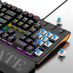 Tastiera Meccanica RGB a 104 Tasti con Retroilluminazione Multicolore, Base Regolabile, Poggiapolsi Rimovibile, Switch Blu, Layout Inglese - Product Image 2