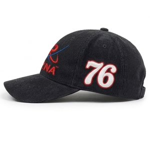 76 Twill Baseball Cap 6-Panel Adjustable Unisex Casual Hat Embroidered Logo Right Panel <b>Black</b> Cotton Sporty Vintage - Product Image 2