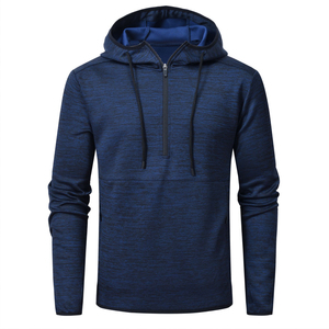 Fabricant de pulls à capuche en coton et polyester à demi-fermeture éclair vêtements de sport coupe ample logo personnalisé sweats à capuche coupe-vent vierges avec fermeture éclair - Product Image 1