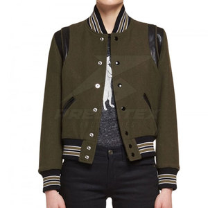 High Quality <b>Lightweight</b> Winter <b>Women</b> Letterman <b>Jacket</b> with Stand Collar Breathable Fabric Custom Logo - Product Image 2
