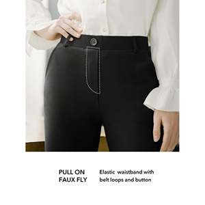 Pantaloni da Donna S P Y M a Vita Alta Elasticizzati, Casual, Neri, Gamba Dritta/Larga/Skinny/Bootcut, Antipiega, Taglia XL per l'Autunno - Product Image 3