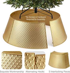 Collar de árbol de metal para árbol de Navidad estilo rústico moderno decorativo duradero base redonda cubierta decoración festiva - Product Image 1
