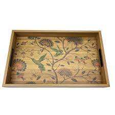 Bandeja organizadora de madera impresa al por mayor bandeja artística para cosméticos joyería bandeja decorativa hecha a mano para el desayuno - Product Image 2