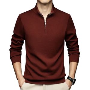 Camiseta Casual de Manga Larga con Cuello Alto para Hombre, Estilo Nuevo de Otoño e Invierno, Color Puro, Cálida, Gruesa, de Punto, Tipo Polo - Product Image 1