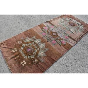 Kilim พรมขนสัตว์สีน้ำตาลน้ำเงินขนาด3.8x8.7ฟุต, พรมปอกระเจาสำหรับห้องนั่งเล่นงานเย็บปะลายโถงทางเดินลาเท็กซ์ - Product Image 2