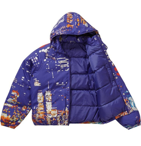 Veste à bulles épaisses imprimée sur mesure pour hommes Manteau d'hiver violet à col montant de haute qualité avec capuche chaude - Product Image 2