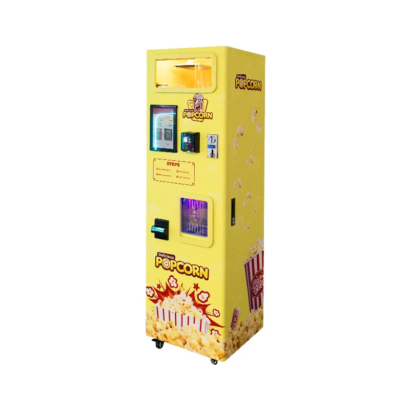 2023 новый напольный коммерческий автоматический торговый автомат для попкорна, умная монетная машина для производства попкорна, горячая распродажа