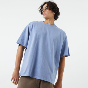 Venta al por mayor de gran tamaño 100% algodón camiseta de peso pesado estilo callejero media manga de longitud para adultos con patrón impreso de alta calidad - Product Image 1
