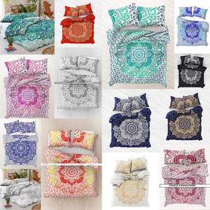 Queen Size Reversible Duvet Cover Cotton <b>Ombre</b> Mandala Flower Comforter Handcrafted <b>Bedding</b> Black White By Indian Consigners - Product Image 2
