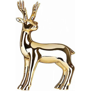 Sculpture faite à la main ornement moderne doré cerf Figurines Animal Statue cerf Sculpture vente chaude maison bureau organisateur de bureau - Product Image 1