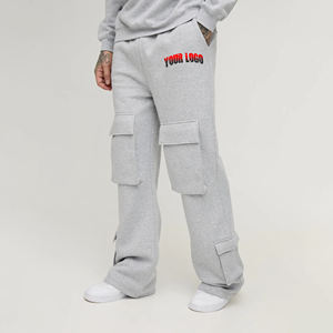 กางเกงวอร์มผู้ชายผ้าฝ้าย100% ซักแบบกำหนดเองกางเกงขายาวทรงหลวมโอเวอร์ไซส์พิมพ์ลายออกแบบได้ตามต้องการ - Product Image 4