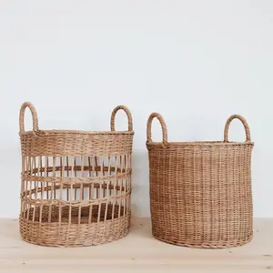 Cestini portaoggetti rotondi in vimini fatti a mano artigianato in materiale naturale set di cestini organizer per la casa in rattan