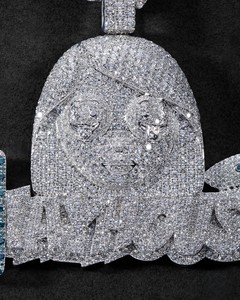 Pendentif personnalisé en argent 925 serti de moissanite, pendentif prénom hip-hop, breloque pour femme - Product Image 5