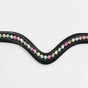 Banda para cejas de caballo de cuero duradero de calidad superior para deportes y equitación con diseño de corazón, cadena de cristal, banda para cejas ostentosa - Product Image 4