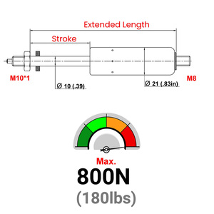Puntal de resorte de Gas de bloqueo de 156 mm para asiento automotriz ASIENTO DE Tractor carrera de 40 mm ISO certificado Venta de fábrica - Product Image 2
