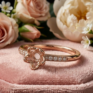 Fournisseur fiable de Hong Kong, bague de fiançailles semi-montée classique pour femme, or rose massif 18 carats, véritable diamant - Product Image 1