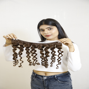 Extensions de cheveux Remy non traités indiens vierges naturelles doublement tissées donneur unique personnalisées Extensions de cheveux humains - Product Image 2