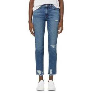 Jeans Hudson Nico a Vita Alta, Gamba Dritta, Taglio Corto, Effetto Vetro Marino Vintage, Distressed, Boot Cut, in Denim Traspirante, per Taglia 32 - Product Image 1