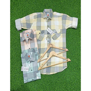 Camisa informal de algodón 100% a cuadros para hombre con cuello cuadrado varios tamaños colores liso teñido elástico transpirable para vacaciones de otoño - Product Image 2