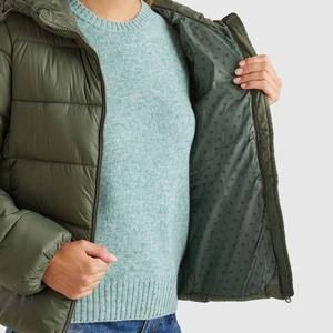 Veste matelassée en toile tricotée pour femme, hiver, manches longues, garde au chaud, grande taille, respirante, col à capuche, vêtements décontractés - Product Image 3