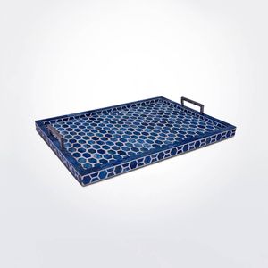 Bandeja de Servicio Moderna con Incrustaciones de Hueso Indio, Diseño Floral, Hecha a Mano, con Colores Personalizados, OEM Disponible para Uso en Hogar, Hotel y Restaurante - Product Image 2