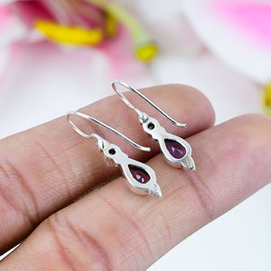 925 Sterling Silver Women's Customizable Drop <b>Dangle</b> <b>Earrings</b> New Fashion Natural Amethyst/Topaz Pear Diamond Main Stone <b>Pearl</b> - Product Image 3