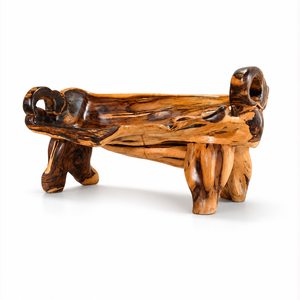 Solid Wood Carved <b>Bench</b> Rustic Natural Grain Seat Modern Dining Room Furniture Solid Back - Product Image 2