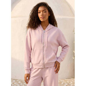 110 Apparel Women's Modal Zip up Hoodie Soft Full Zip Breathable Winter <b>Long</b> <b>Sleeve</b> Casual Layering <b>Top</b> Pocket OEM Custom Logo - Product Image 1