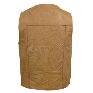 Chaleco de cuero de diseño personalizado para hombre, chaleco de cuero de Color sólido, ropa de calle, chaleco de cuero sin mangas para hombre - Product Image 2