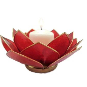 Modern <b>Green</b> Capiz Shell Lotus Flower Tealight Candle Holder For Home Decor Festive Decoration Natural & Unique Gift On Sale - Product Image 4
