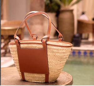 Sac en paille tendance, panier en paille, sac naturel, sac de plage, sac fait main - Product Image 1