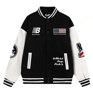 Parche de manga larga Chenille bordado Street wear Letterman Varsity Jacket para hombres - Product Image 1