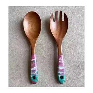 Ensemble de serveurs à salade en bois naturel cuillère de service pour ustensiles de cuisine soupe à salade outils de mélange de fruits épicés ustensile à salade - Product Image 3