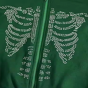 Sweat à capuche épais personnalisé avec logo imprimé et strass pour homme, sweat à capuche en coton surdimensionné pour homme, strass, meilleure qualité pour l'hiver, tendance - Product Image 3