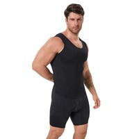 Combinaison sculptante amincissante pour homme, contrôle du ventre, compression, short intégral, en spandex thermique respirant