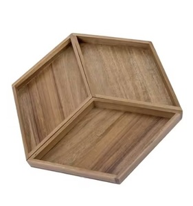 Plateaux de service en bois de couleur naturelle de forme ronde, facile à transporter, look élégant pour les plateaux de service à domicile et d'accueil - Product Image 6