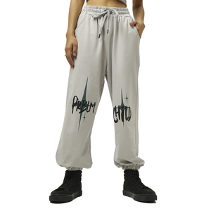 Joggers en coton pour femmes pantalons de survêtement surdimensionnés taille élastique typographie personnalisée imprimé Baggy pantalons de survêtement grande taille écran personnalisé - Product Image 1