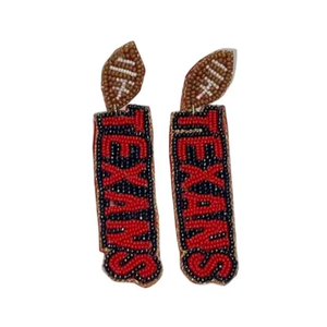 Boucles d'oreilles faites à la main en perles de l'Université du Texas Tech, bijoux imposants rouges et noirs pour les femmes pour les jours de match, en provenance d'Inde - Product Image 6
