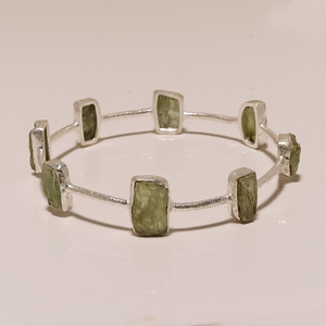 Antique 925 Sterling Silver Bangle with Natural <b>Aquamarine</b> Rough Gemstone Classic Style Wedding and Party Jewelry From Exporter - Product Image 2