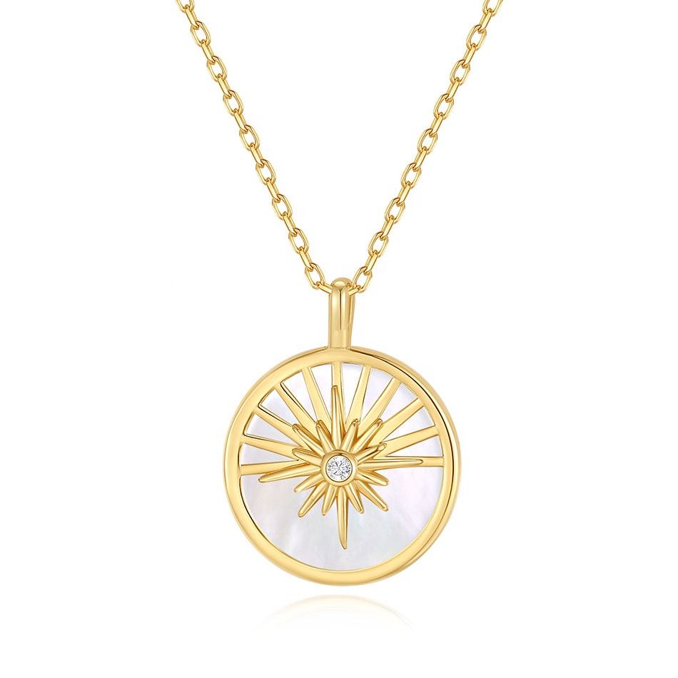 18k Gold Plated 925 Sterling Silver Women's Necklace With Mother
