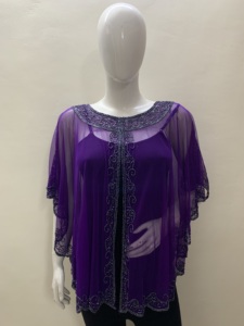 <b>Women's</b> 27-Inch Long Sexy Club Party Beach Drink Wear for Spring Winter Free Size Plus <b>Poncho</b> Tops Hand Bead Short Autumn - Product Image 3