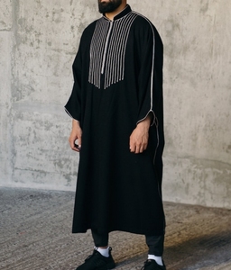 Hombres XXL Marroquí Thobe Mejor Calidad Premium Hermoso Estilo Digital Suelto Abaya Hecho A Mano Poliéster Ropa Musulmana Tradicional - Product Image 1