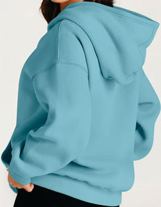 Sweats à capuche brodés en molleton tricoté surdimensionné pour femmes pour les jours d'automne froids soirées d'hiver froides Placement avant - Product Image 4