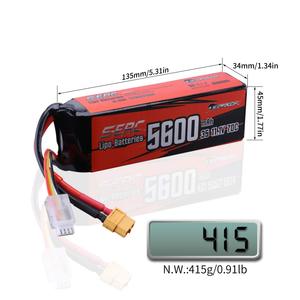 Batterie LiPo Sunpadow 11.1V 3S 5600mAh <span class=keywords><strong>70C</strong></span> avec connecteur XT60 Soft Pack pour voiture RC, camion RC - Product Image 2