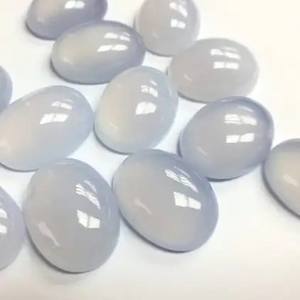 10mm 12mm naturel bleu calcédoine ovale lisse Cabochon véritable pierre précieuse en vrac prix de gros en ligne régulier usine boutique nouveau AAA - Product Image 1