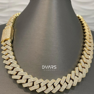 Cadena Cubana de Moissanita con Incrustaciones de 18 mm y 3 Filas, Plata de Ley 925, Chapada en Oro de 18K, Regalo de Boda, Estilo Miami - Product Image 4