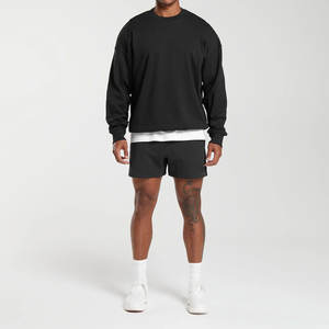 2025 hiver surdimensionné hommes pull sweat Polyester/coton polaire coupe ample couleur unie col rond brodé impression personnalisée - Product Image 4